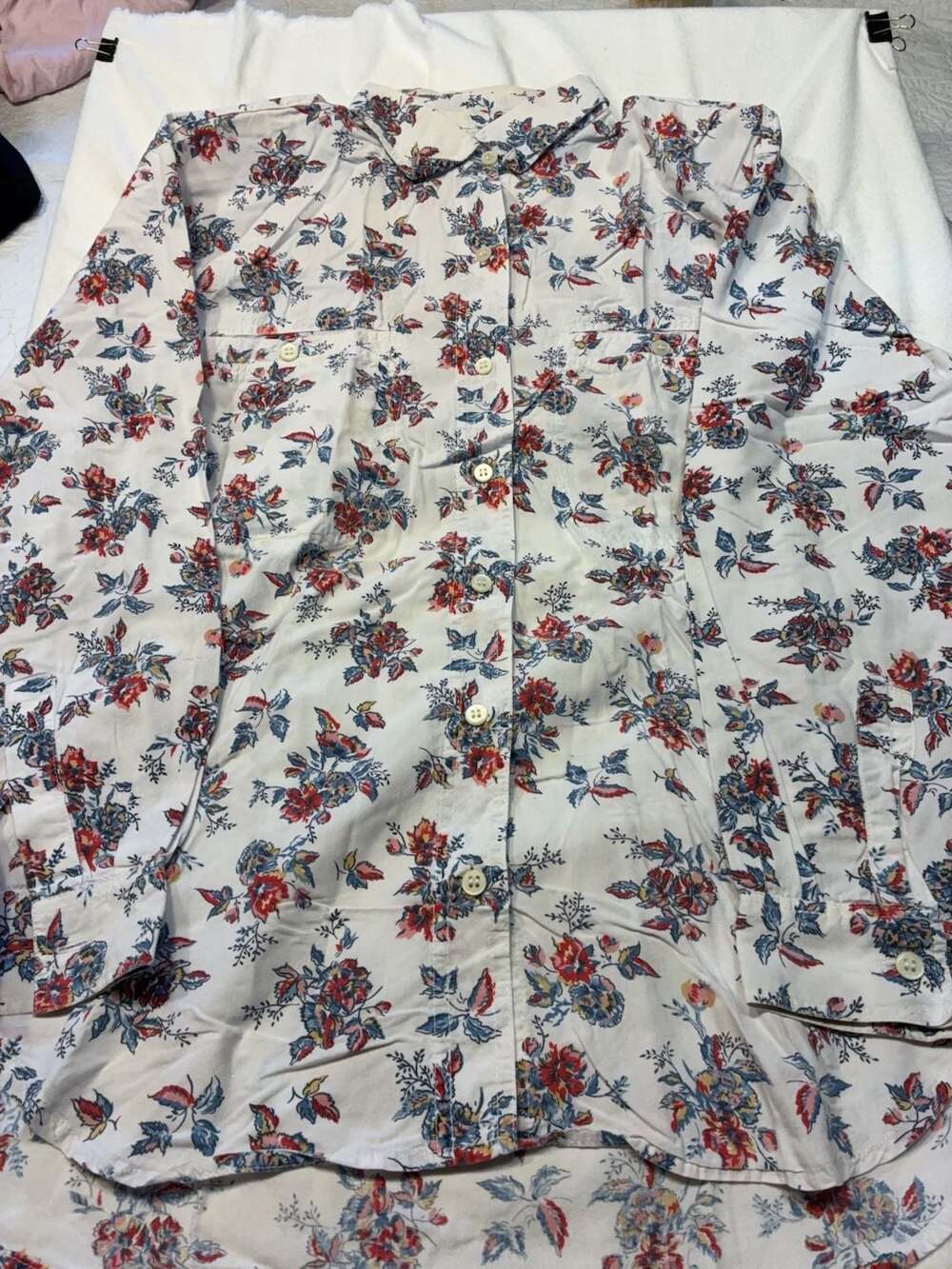 Ilio Floral Print Long Sleeve Button Down Shirt Size L